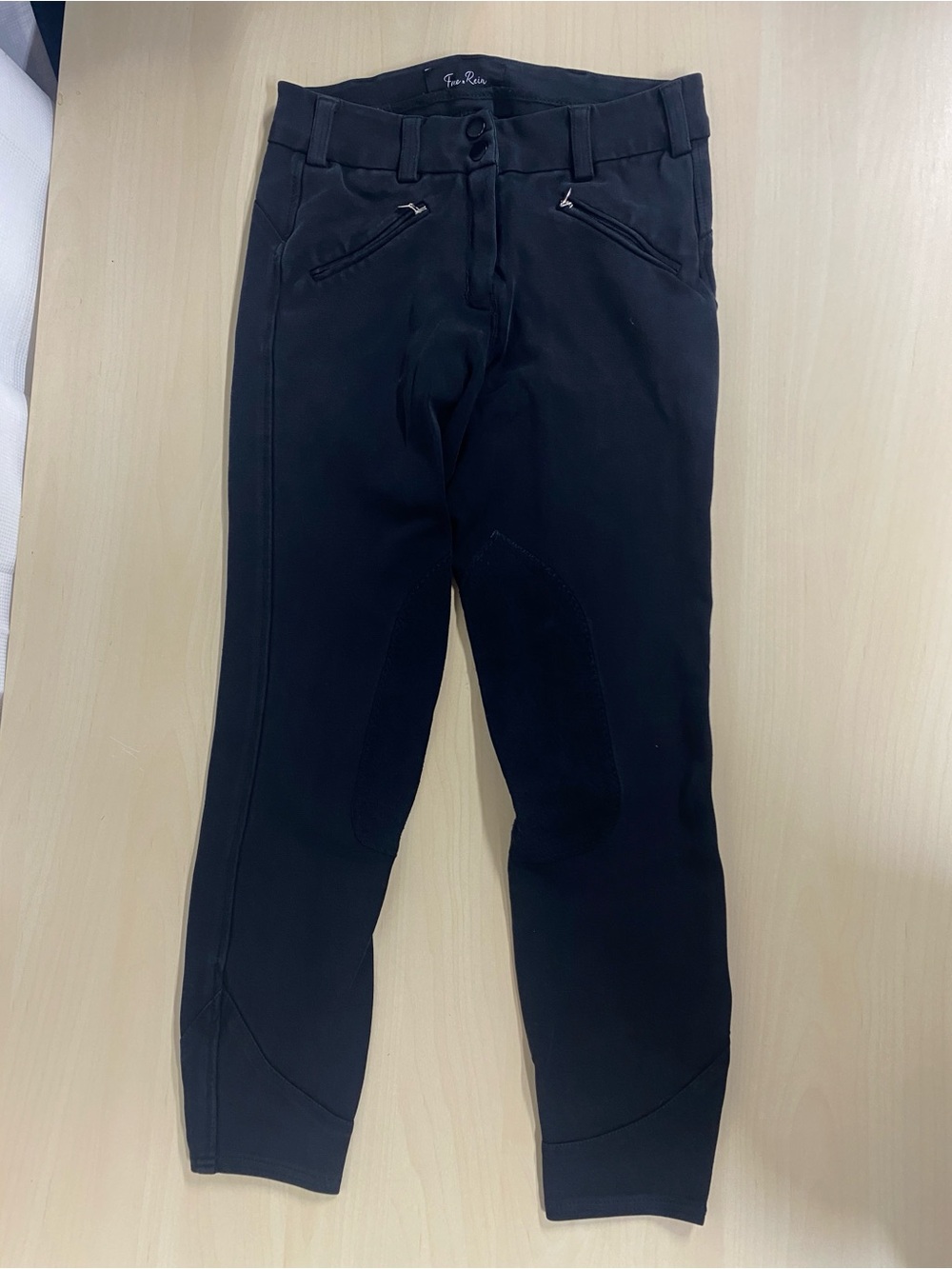 Free x Rein Black Breeches 26L Knee Patch Riding Pants Equestrian Stretch